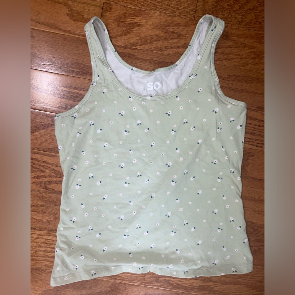 Green Floral Tank Top